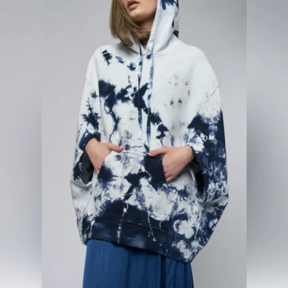 Raquel Allegra Tie Dye Oversized Poncho Hoodie Sweatshirt - Picture 2 of 11